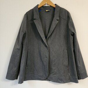 Eddie Bauer Blazer Women 18 Gray Travex Jacket 2 Button Corporate Work Travel